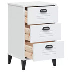 Table de chevet Blanc Bois d'ingénierie, poignées en plastique Petite