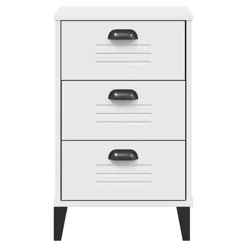 Table de chevet Blanc Bois d'ingénierie, poignées en plastique Petite