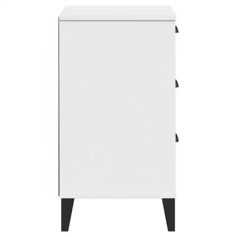 Table de chevet Blanc Bois d'ingénierie, poignées en plastique Petite