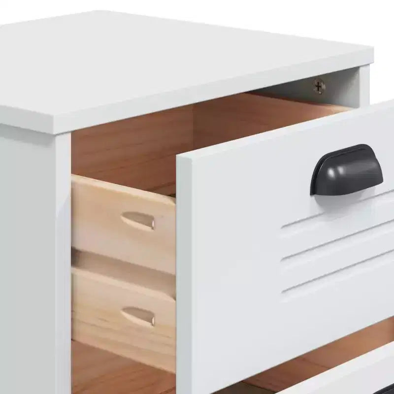 Table de chevet Blanc Bois d'ingénierie, poignées en plastique Petite