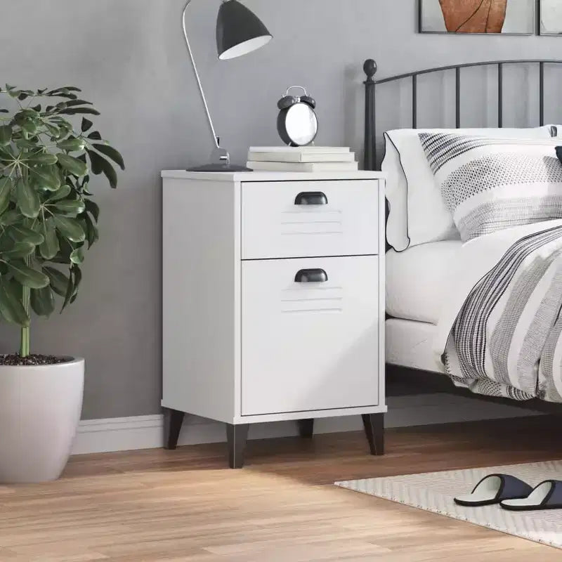 Table de chevet blanche en bois d'ingénierie, plastique Table de chevet de taille moyenne