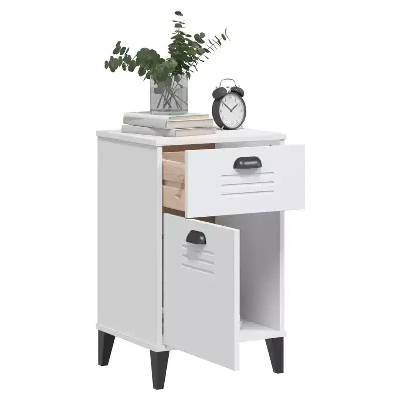 Table de chevet blanche en bois d'ingénierie, plastique Table de chevet de taille moyenne