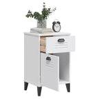 Table de chevet blanche en bois d'ingénierie, plastique Table de chevet de taille moyenne