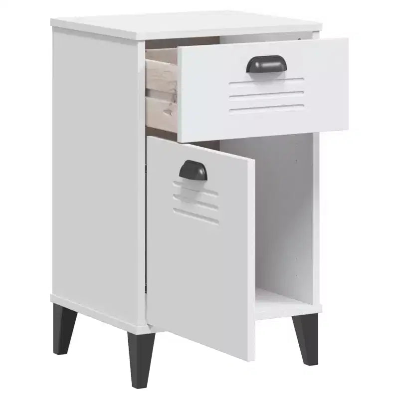 Table de chevet blanche en bois d'ingénierie, plastique Table de chevet de taille moyenne