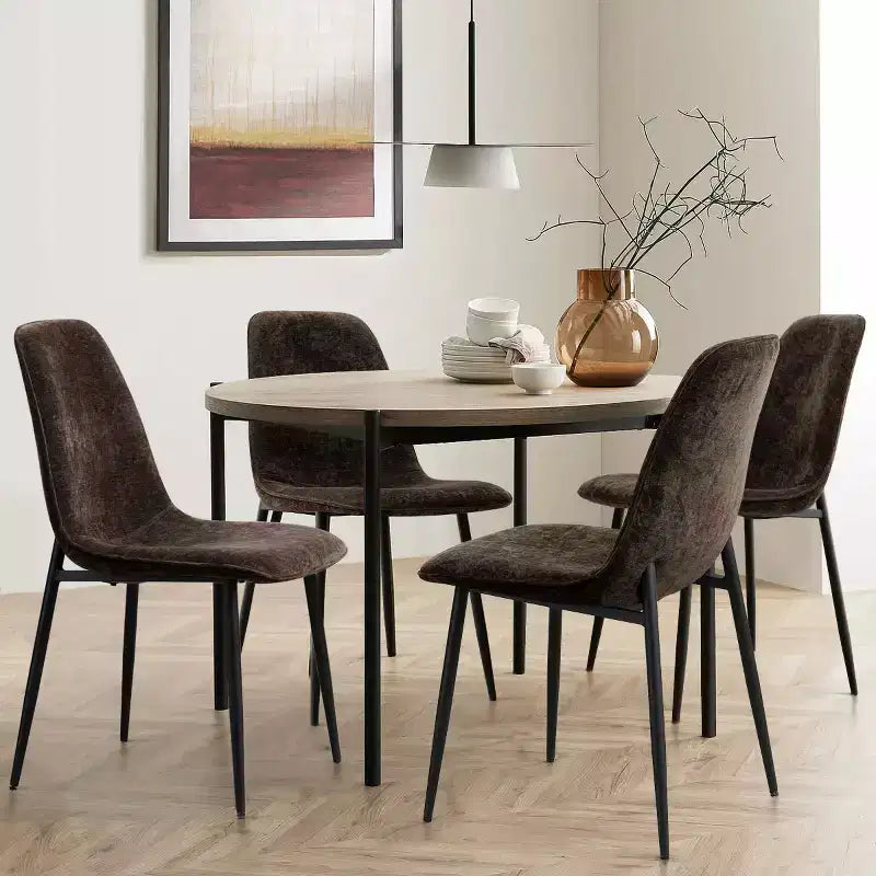 Lot de 4 Chaises de Salle à Manger Rembourrées avec Pieds en Métal Noir, Chaises de Cuisine Modernes en Tissu pour Salle à Manger ou Petits Espaces - Panipeachy