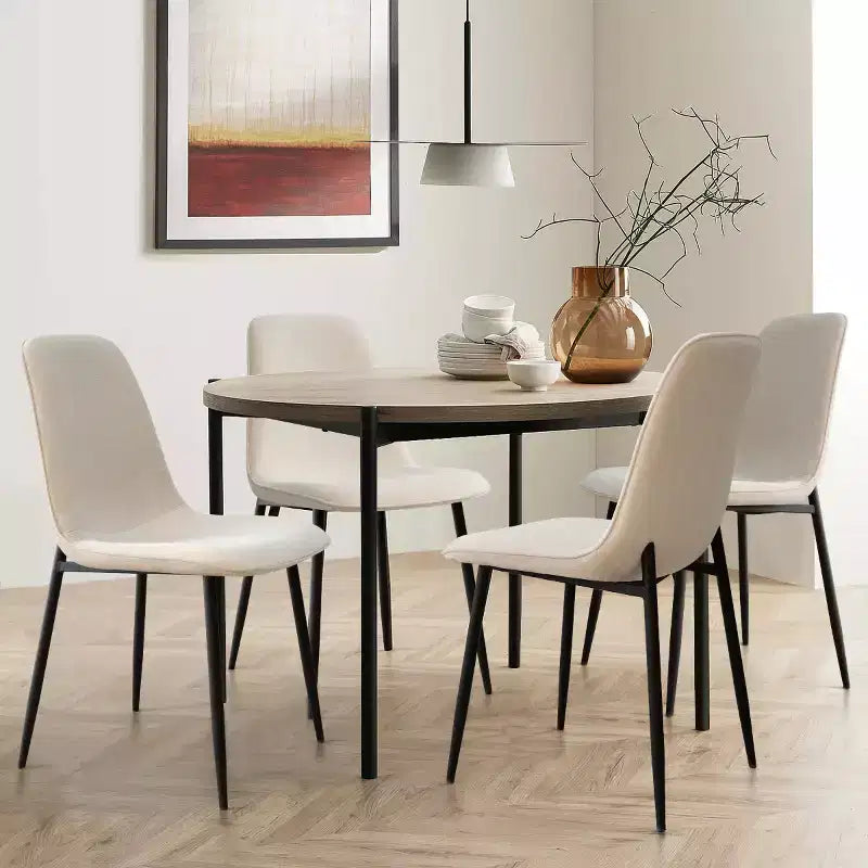 Lot de 4 Chaises de Salle à Manger Rembourrées avec Pieds en Métal Noir, Chaises de Cuisine Modernes en Tissu pour Salle à Manger ou Petits Espaces - Panipeachy