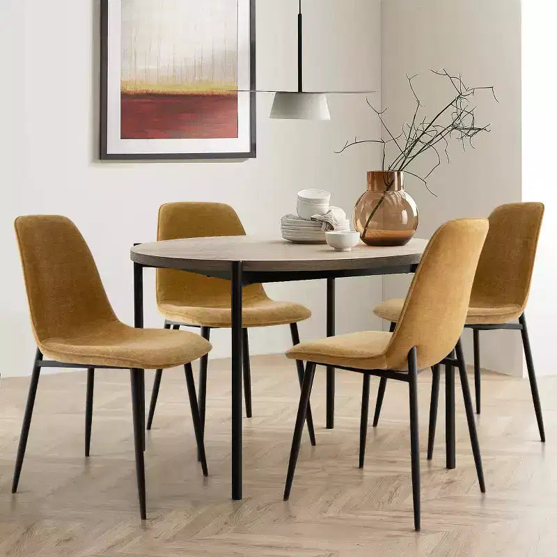 Lot de 4 Chaises de Salle à Manger Rembourrées avec Pieds en Métal Noir, Chaises de Cuisine Modernes en Tissu pour Salle à Manger ou Petits Espaces - Panipeachy