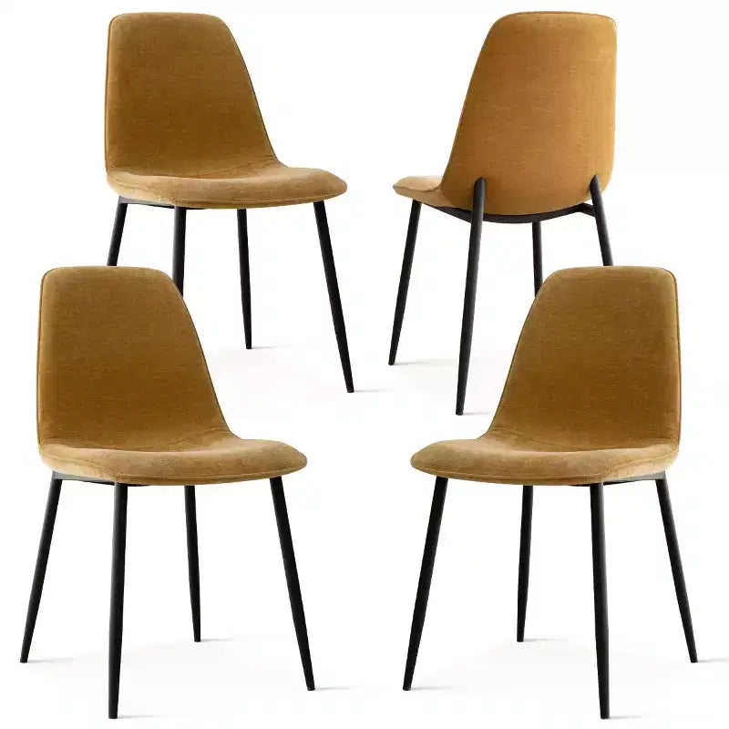 Lot de 4 Chaises de Salle à Manger Rembourrées avec Pieds en Métal Noir, Chaises de Cuisine Modernes en Tissu pour Salle à Manger ou Petits Espaces - Panipeachy