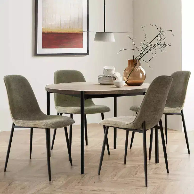 Lot de 4 Chaises de Salle à Manger Rembourrées avec Pieds en Métal Noir, Chaises de Cuisine Modernes en Tissu pour Salle à Manger ou Petits Espaces - Panipeachy