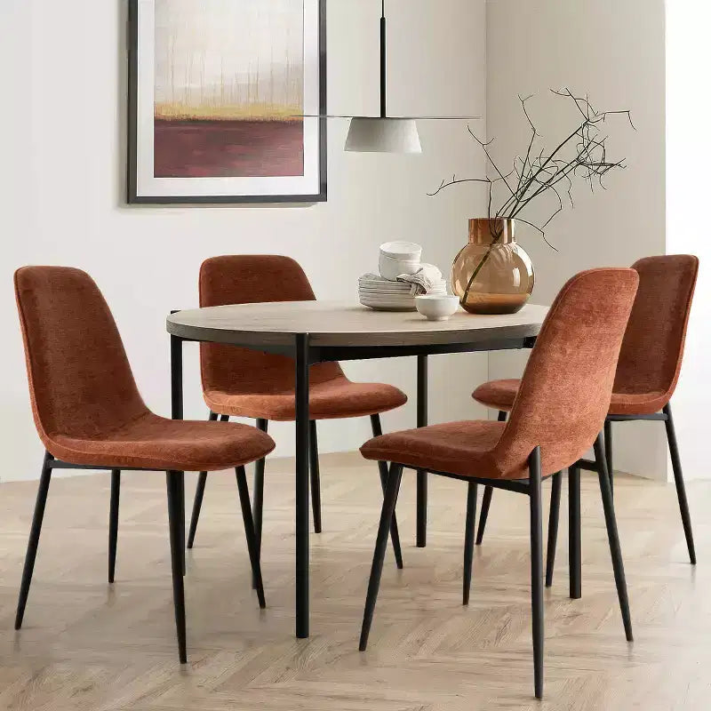 Lot de 4 Chaises de Salle à Manger Rembourrées avec Pieds en Métal Noir, Chaises de Cuisine Modernes en Tissu pour Salle à Manger ou Petits Espaces - Panipeachy