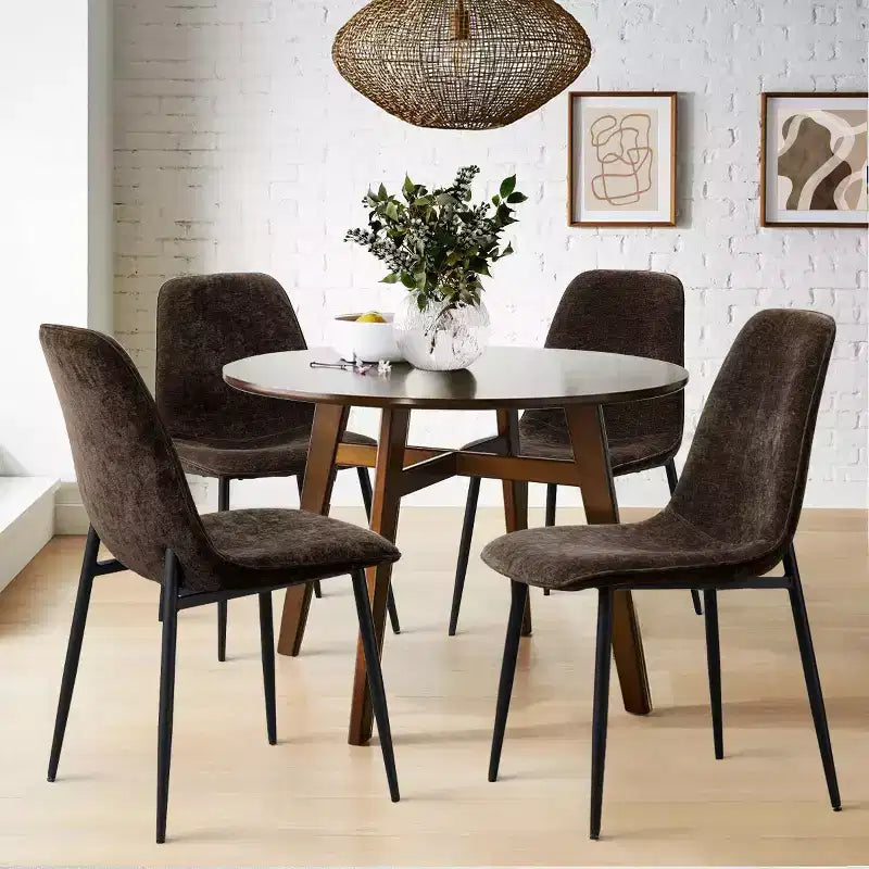 Lot de 4 Chaises de Salle à Manger Rembourrées avec Pieds en Métal Noir, Chaises de Cuisine Modernes en Tissu pour Salle à Manger ou Petits Espaces - Panipeachy