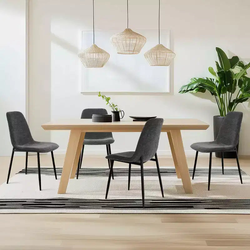 Lot de 4 Chaises de Salle à Manger Rembourrées avec Pieds en Métal Noir, Chaises de Cuisine Modernes en Tissu pour Salle à Manger ou Petits Espaces - Panipeachy