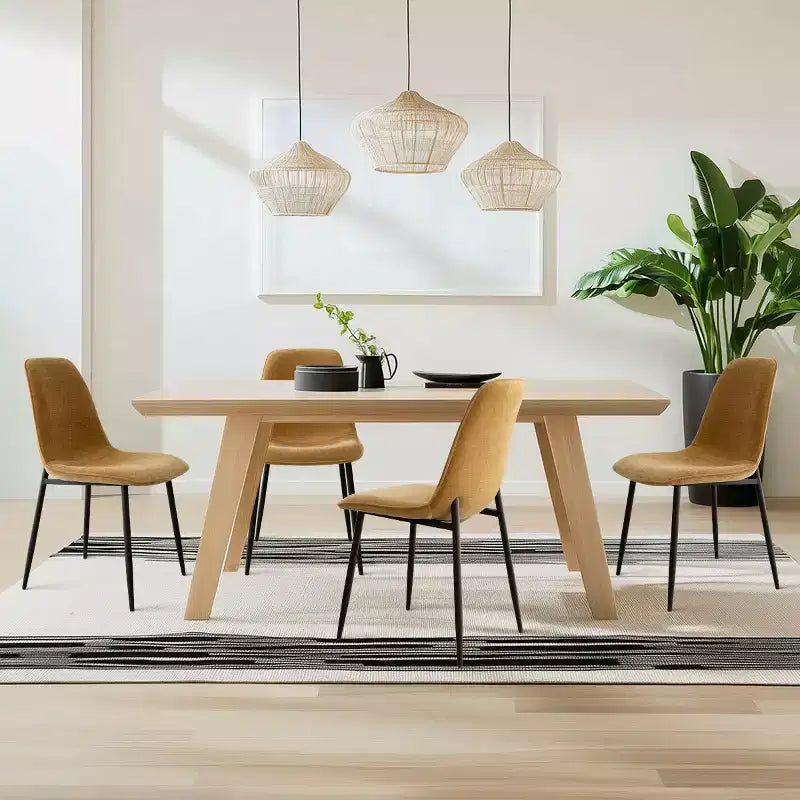 Lot de 4 Chaises de Salle à Manger Rembourrées avec Pieds en Métal Noir, Chaises de Cuisine Modernes en Tissu pour Salle à Manger ou Petits Espaces - Panipeachy