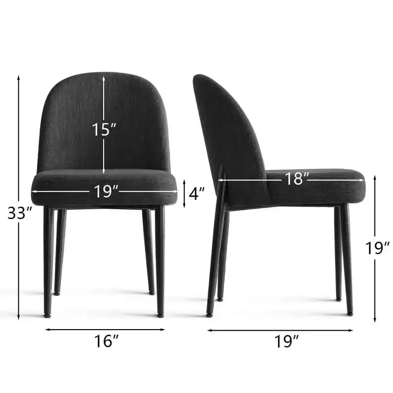 Lot de 4 chaises de salle à manger capitonnées sans accoudoirs, chaises d'appoint en tissu mélangé lin avec pieds en métal, chaises de salle à manger de cuisine modernes - Panipeachy