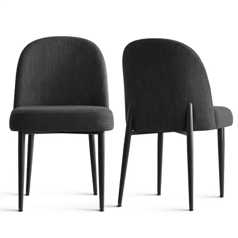 Lot de 4 chaises de salle à manger capitonnées sans accoudoirs, chaises d'appoint en tissu mélangé lin avec pieds en métal, chaises de salle à manger de cuisine modernes - Panipeachy