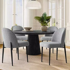 Lot de 4 chaises de salle à manger capitonnées sans accoudoirs, chaises d'appoint en tissu mélangé lin avec pieds en métal, chaises de salle à manger de cuisine modernes - Panipeachy