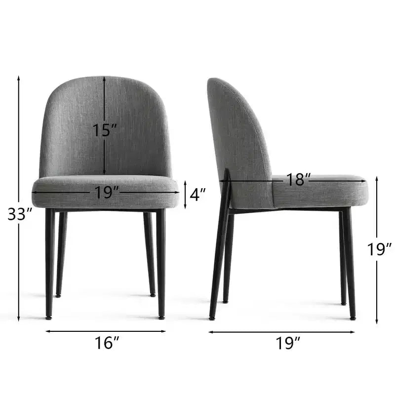 Lot de 4 chaises de salle à manger capitonnées sans accoudoirs, chaises d'appoint en tissu mélangé lin avec pieds en métal, chaises de salle à manger de cuisine modernes - Panipeachy