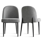 Lot de 4 chaises de salle à manger capitonnées sans accoudoirs, chaises d'appoint en tissu mélangé lin avec pieds en métal, chaises de salle à manger de cuisine modernes - Panipeachy