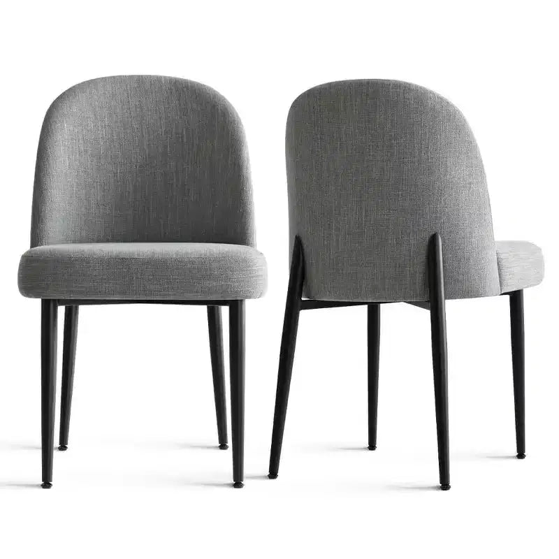Lot de 4 chaises de salle à manger capitonnées sans accoudoirs, chaises d'appoint en tissu mélangé lin avec pieds en métal, chaises de salle à manger de cuisine modernes - Panipeachy