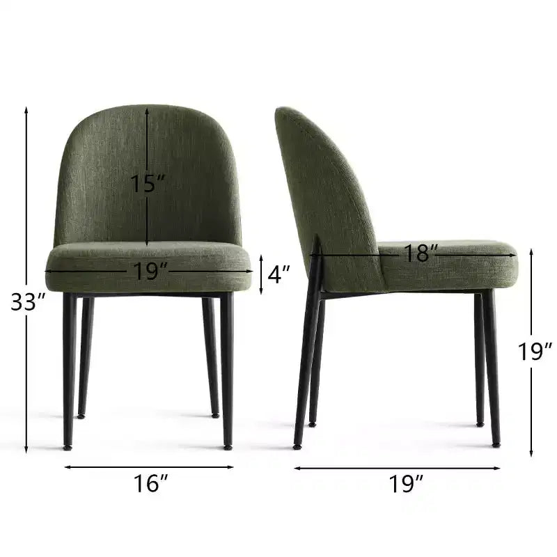 Lot de 4 chaises de salle à manger capitonnées sans accoudoirs, chaises d'appoint en tissu mélangé lin avec pieds en métal, chaises de salle à manger de cuisine modernes - Panipeachy