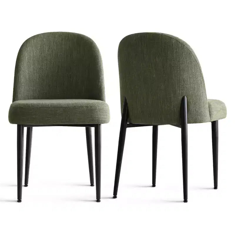 Lot de 4 chaises de salle à manger capitonnées sans accoudoirs, chaises d'appoint en tissu mélangé lin avec pieds en métal, chaises de salle à manger de cuisine modernes - Panipeachy