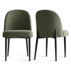 Lot de 4 chaises de salle à manger capitonnées sans accoudoirs, chaises d'appoint en tissu mélangé lin avec pieds en métal, chaises de salle à manger de cuisine modernes - Panipeachy