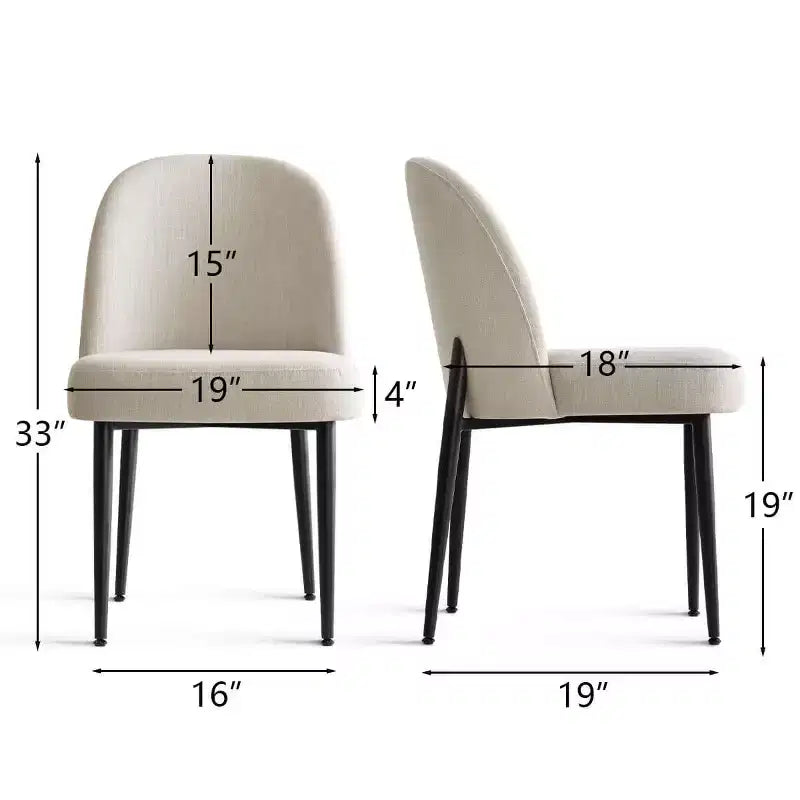 Lot de 4 chaises de salle à manger capitonnées sans accoudoirs, chaises d'appoint en tissu mélangé lin avec pieds en métal, chaises de salle à manger de cuisine modernes - Panipeachy
