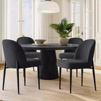Lot de 4 chaises de salle à manger capitonnées sans accoudoirs, chaises d'appoint en tissu mélangé lin avec pieds en métal, chaises de salle à manger de cuisine modernes - Panipeachy
