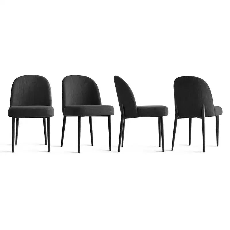 Lot de 4 chaises de salle à manger capitonnées sans accoudoirs, chaises d'appoint en tissu mélangé lin avec pieds en métal, chaises de salle à manger de cuisine modernes - Panipeachy