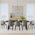 Lot de 8 chaises de salle à manger modernes en lin rembourrées, chaises d'appoint de cuisine sans accoudoirs avec pieds en métal noir pour salle à manger ou cuisine - Panipeachy