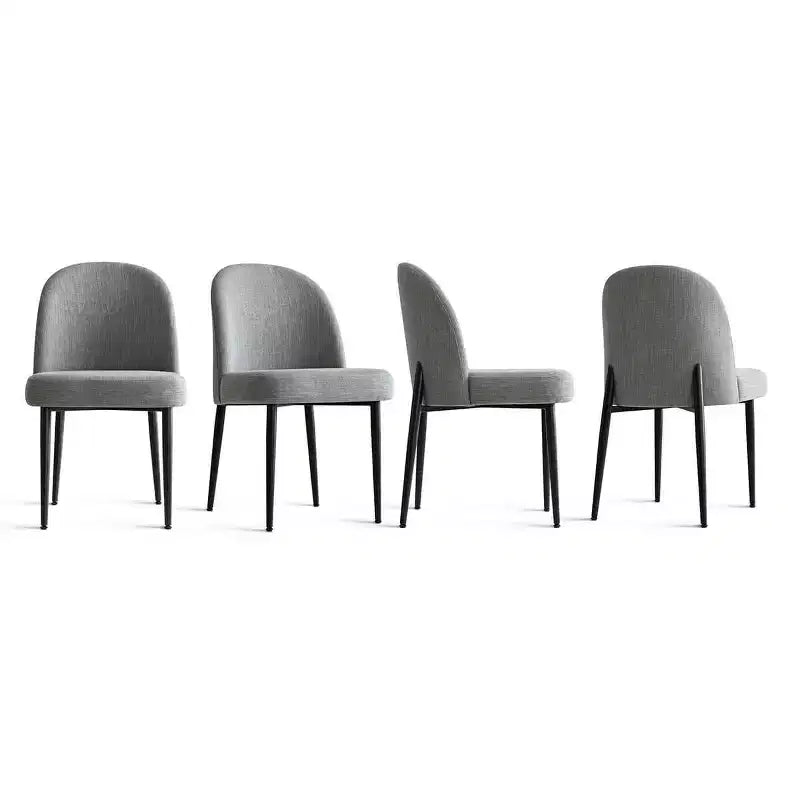 Lot de 8 chaises de salle à manger modernes en lin rembourrées, chaises d'appoint de cuisine sans accoudoirs avec pieds en métal noir pour salle à manger ou cuisine - Panipeachy