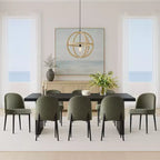 Lot de 8 chaises de salle à manger modernes en lin rembourrées, chaises d'appoint de cuisine sans accoudoirs avec pieds en métal noir pour salle à manger ou cuisine - Panipeachy