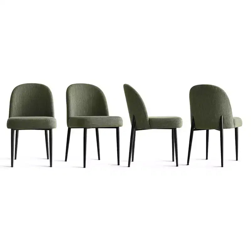 Lot de 8 chaises de salle à manger modernes en lin rembourrées, chaises d'appoint de cuisine sans accoudoirs avec pieds en métal noir pour salle à manger ou cuisine - Panipeachy