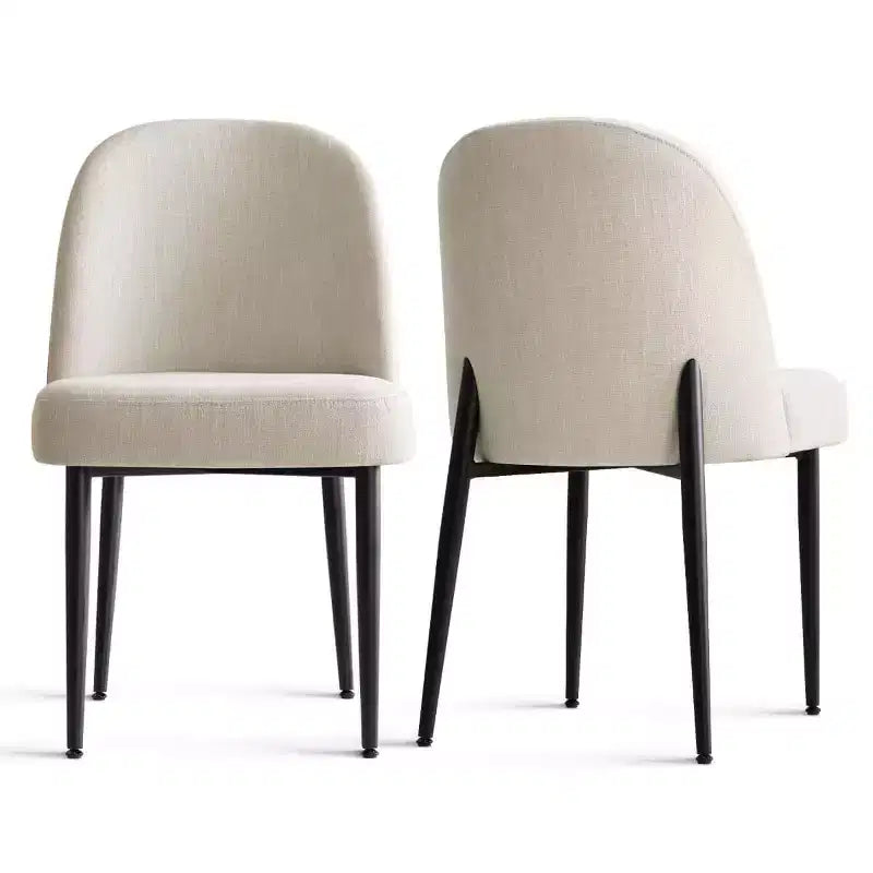 Lot de 8 chaises de salle à manger modernes en lin rembourrées, chaises d'appoint de cuisine sans accoudoirs avec pieds en métal noir pour salle à manger ou cuisine - Panipeachy