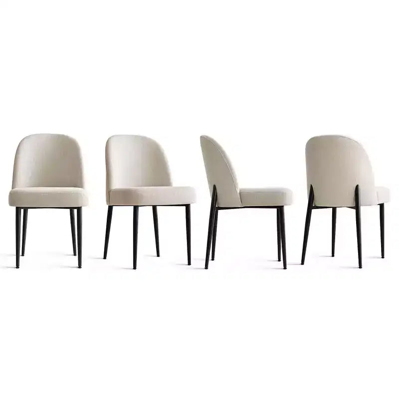 Lot de 8 chaises de salle à manger modernes en lin rembourrées, chaises d'appoint de cuisine sans accoudoirs avec pieds en métal noir pour salle à manger ou cuisine - Panipeachy