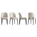 Lot de 8 chaises de salle à manger modernes en lin rembourrées, chaises d'appoint de cuisine sans accoudoirs avec pieds en métal noir pour salle à manger ou cuisine - Panipeachy