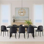 Lot de 8 chaises de salle à manger modernes en lin rembourrées, chaises d'appoint de cuisine sans accoudoirs avec pieds en métal noir pour salle à manger ou cuisine - Panipeachy