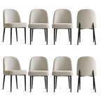 Set of 8 Modern Linen Upholstered Dining Chairs, Armless Padded Kitchen Side Chairs with Black Metal Legs for Dining Room or Kitchen - Panipeachy