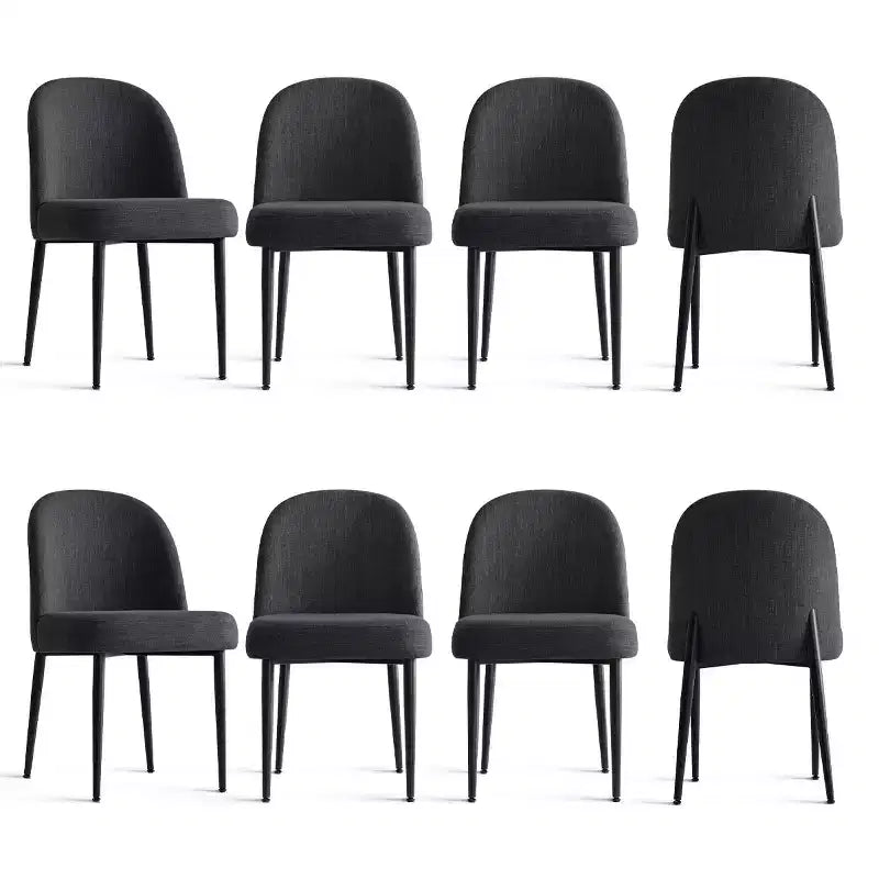 Lot de 8 chaises de salle à manger modernes en lin rembourrées, chaises d'appoint de cuisine sans accoudoirs avec pieds en métal noir pour salle à manger ou cuisine - Panipeachy