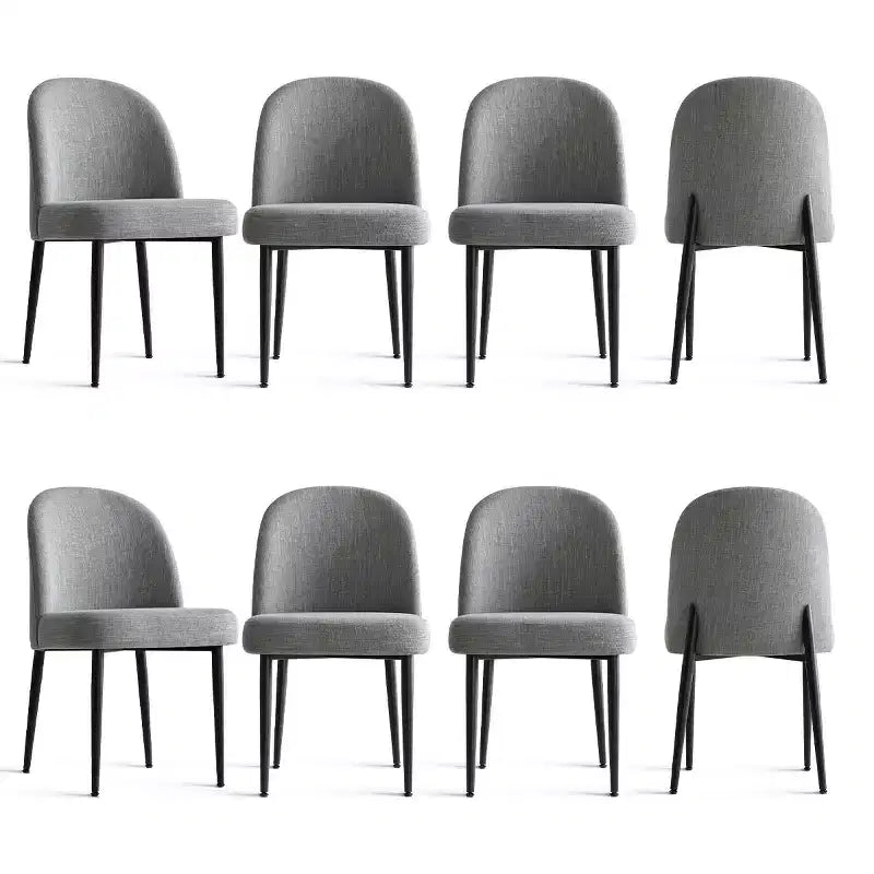 Lot de 8 chaises de salle à manger modernes en lin rembourrées, chaises d'appoint de cuisine sans accoudoirs avec pieds en métal noir pour salle à manger ou cuisine - Panipeachy