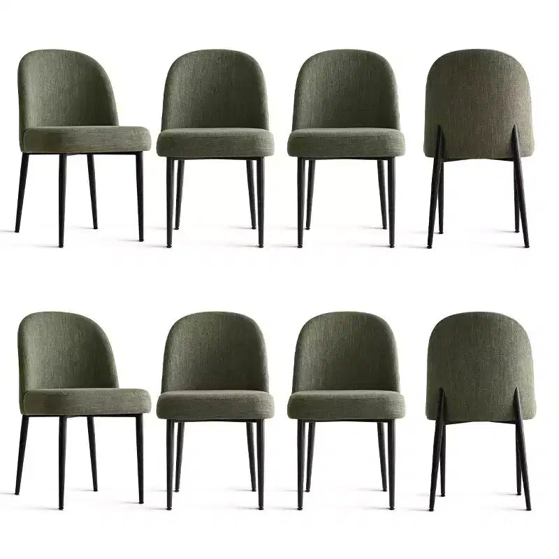 Lot de 8 chaises de salle à manger modernes en lin rembourrées, chaises d'appoint de cuisine sans accoudoirs avec pieds en métal noir pour salle à manger ou cuisine - Panipeachy