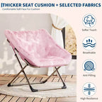 Chaise soucoupe pliante pour adultes, fauteuil de salon confortable avec coussin en fausse fourrure douce, aucun assemblage requis, meuble d'appoint pliant