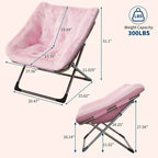 Chaise soucoupe pliante pour adultes, fauteuil de salon confortable avec coussin en fausse fourrure douce, aucun assemblage requis, meuble d'appoint pliant