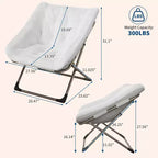Chaise soucoupe pliante pour adultes, fauteuil de salon confortable avec coussin en fausse fourrure douce, aucun assemblage requis, meuble d'appoint pliant
