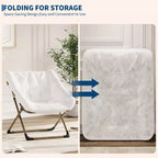 Chaise soucoupe pliante pour adultes, fauteuil de salon confortable avec coussin en fausse fourrure douce, aucun assemblage requis, meuble d'appoint pliant