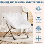 Chaise soucoupe pliante pour adultes, fauteuil de salon confortable avec coussin en fausse fourrure douce, aucun assemblage requis, meuble d'appoint pliant