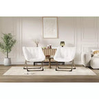 Chaise soucoupe pliante pour adultes, fauteuil de salon confortable avec coussin en fausse fourrure douce, aucun assemblage requis, meuble d'appoint pliant