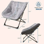 Chaise soucoupe pliante pour adultes, fauteuil de salon confortable avec coussin en fausse fourrure douce, aucun assemblage requis, meuble d'appoint pliant