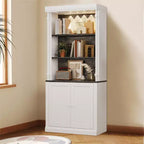 Meuble de rangement de cuisine autoportant de 71 po avec éclairage DEL, huche haute de rangement avec 2 portes et étagères réglables, garde-manger moderne pour salon