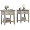 GustoWave 2-Tier Nightstand Set of 2, Nightstand with Storage Drawer, Modern Bedside End Tables for Small Spaces, Multi-Functional Side Table